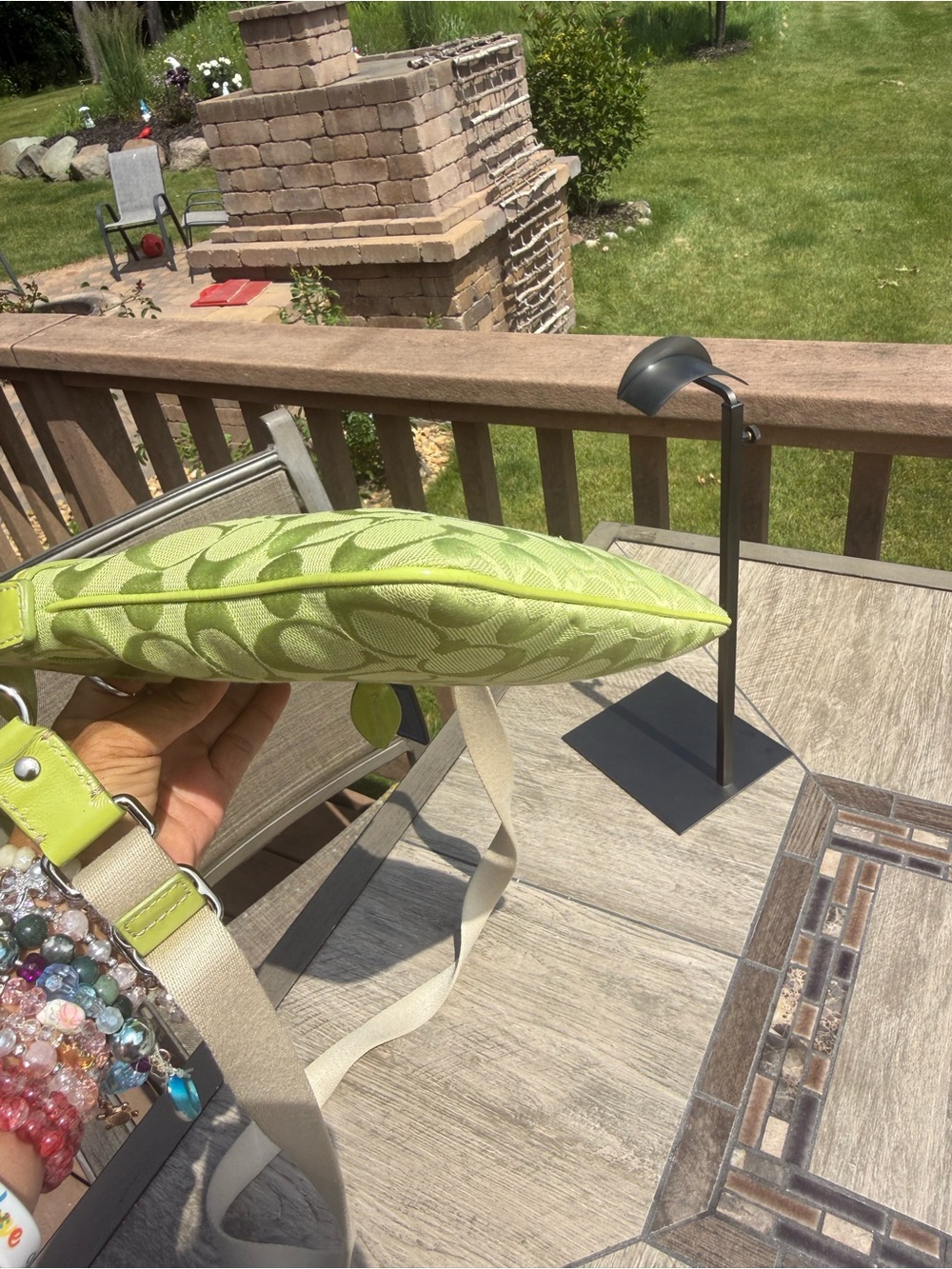 EUC Coach Signature Jacquard North-South Lime Green
Swingpack Crossbody Bag - Picture 4 of 13